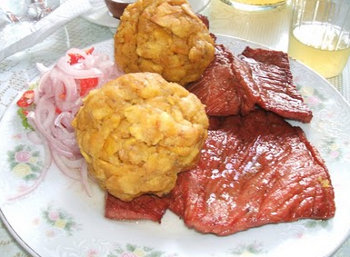 Tacacho con cecina, credits to recetasdecomidaperuana